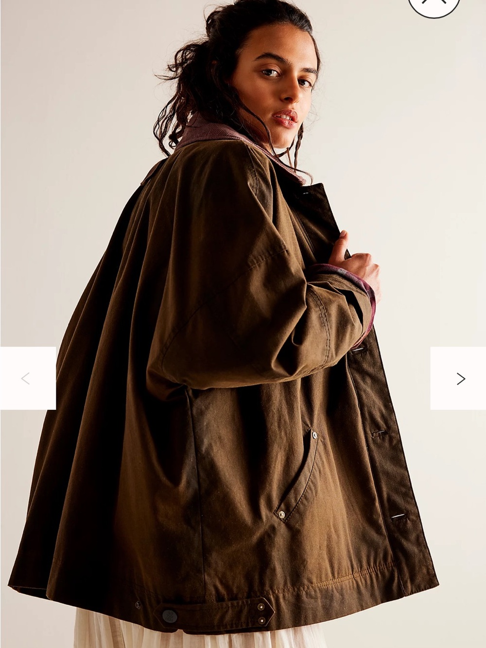 We The Free Burgundy Utility oversizes Jacket with Brown Corduroy Collar NWOT - Picture 9 of 9